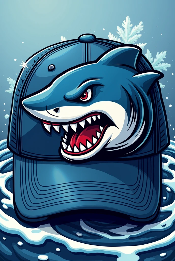 Create a college athletic cap template that the mascot is a shark