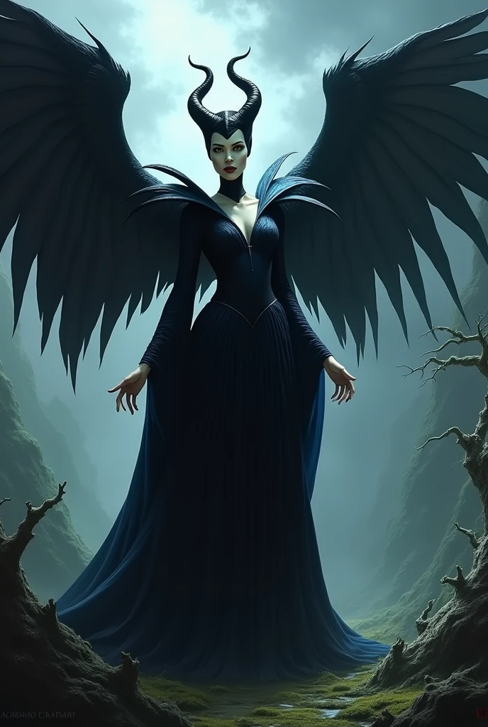 Maleficent with her bird wings