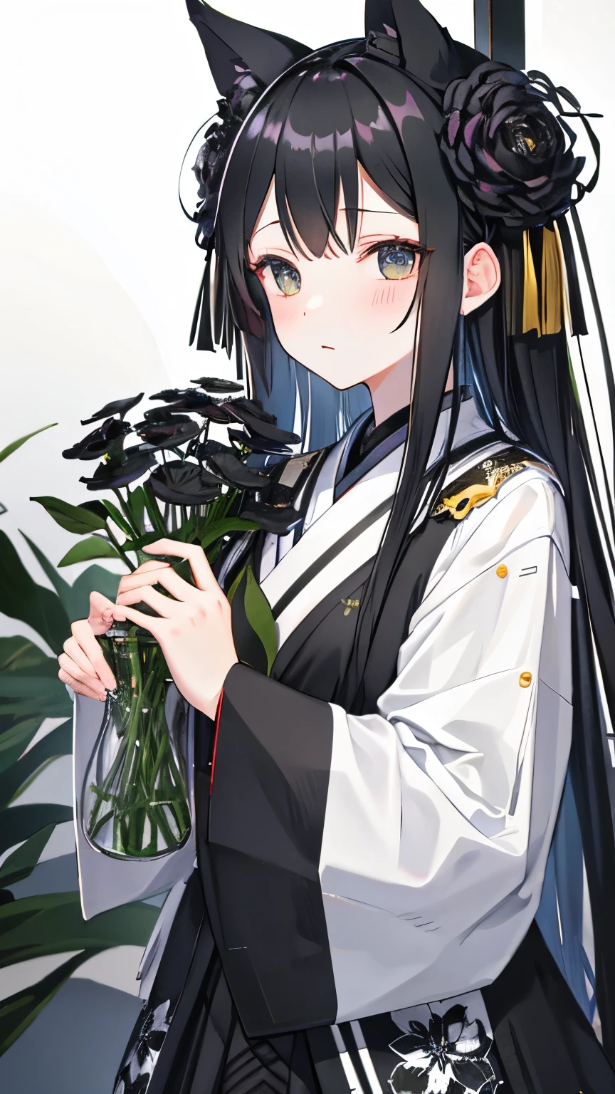 black flowers、black leaves