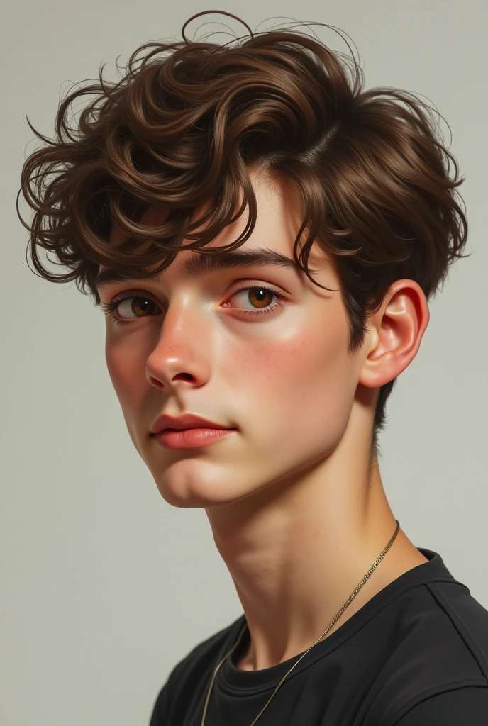Young teenage male tall slim wavy hair hazel eyes