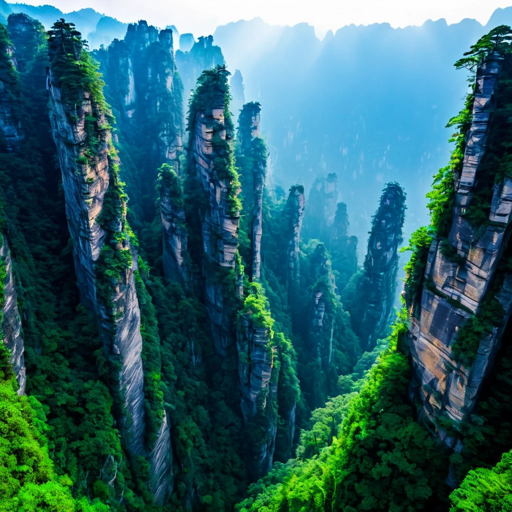 Wulingyuan (Zhangjiajie, China), wonderful scenery, mystery morning((highest quality, 8K, masterpiece: 1.3))