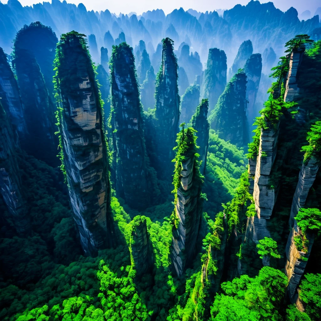 Wulingyuan (Zhangjiajie, China), wonderful scenery, mystery morning((highest quality, 8K, masterpiece: 1.3))