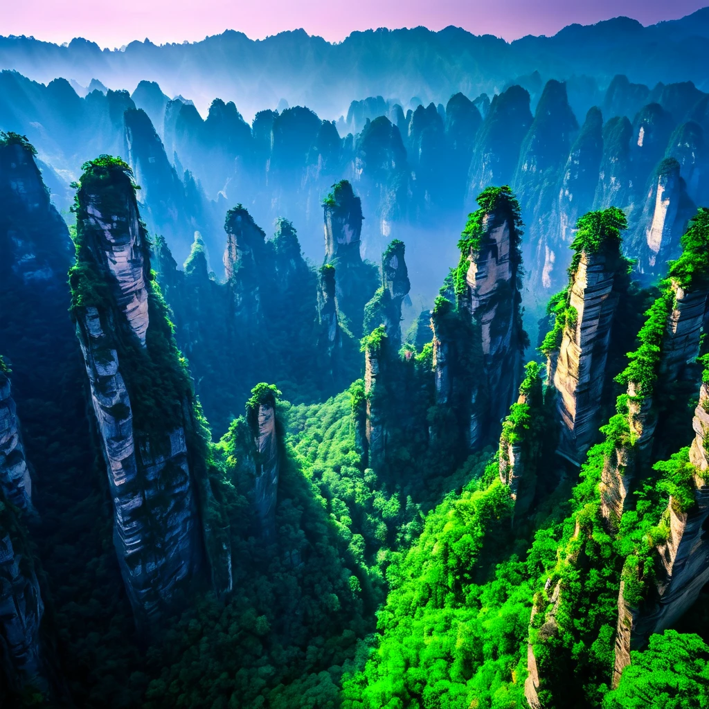 Wulingyuan (Zhangjiajie, China), wonderful scenery, mystery morning((highest quality, 8K, masterpiece: 1.3))