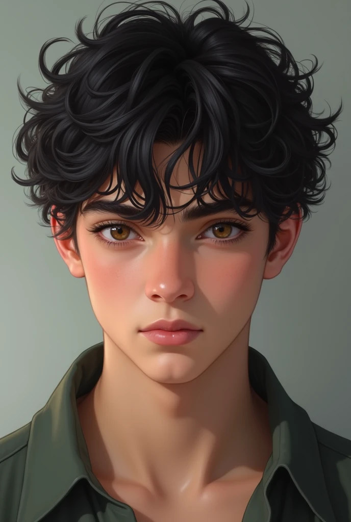 Young age male tall slim dark wavy hair hazel eyes