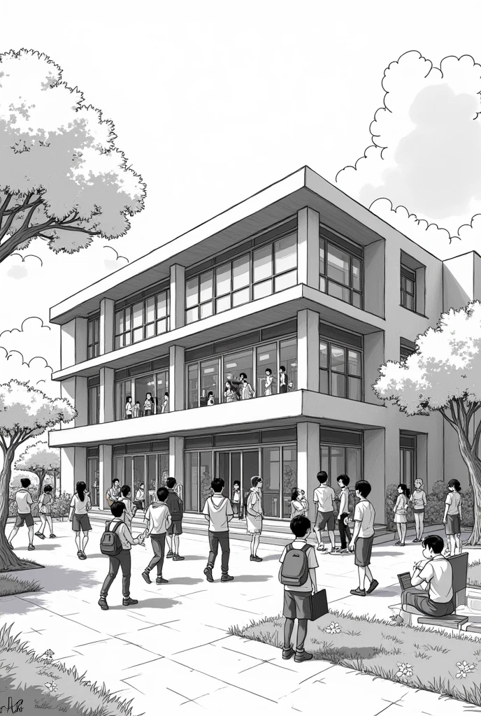 2d drawing school large black and white image