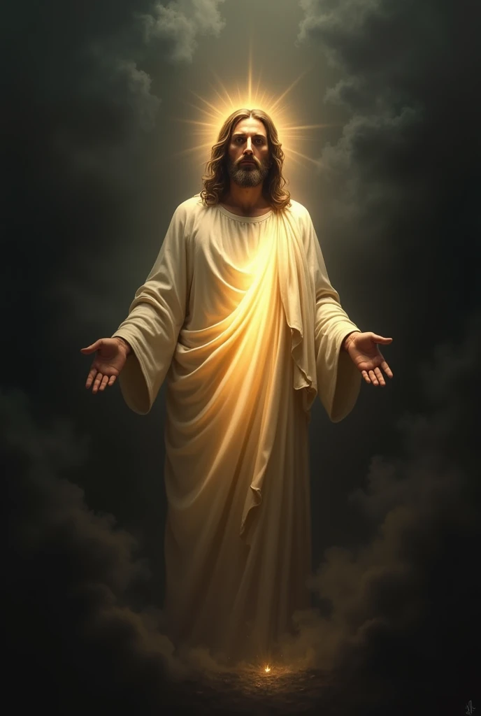 Jesus surrounded by darkness but he’s the light