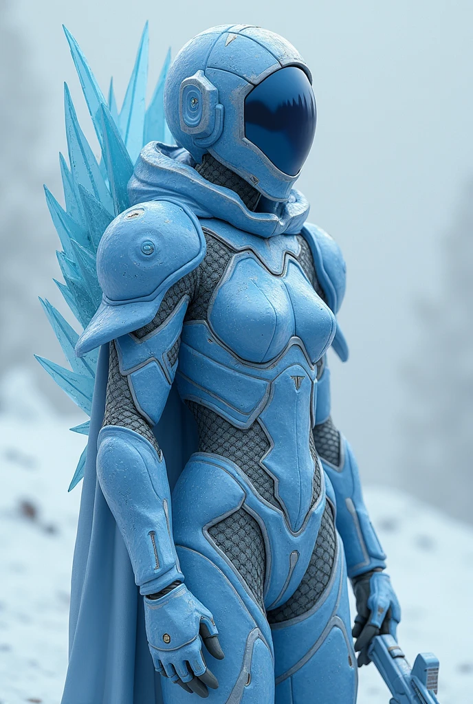 Create a half-medieval, half-futuristic crystal warrior with a magical katana
