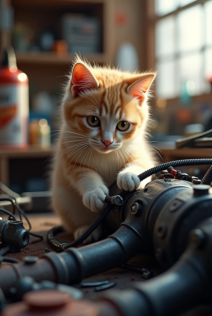 extremely cute cat the cutest in the world with beautiful eyes who does car type mechanics