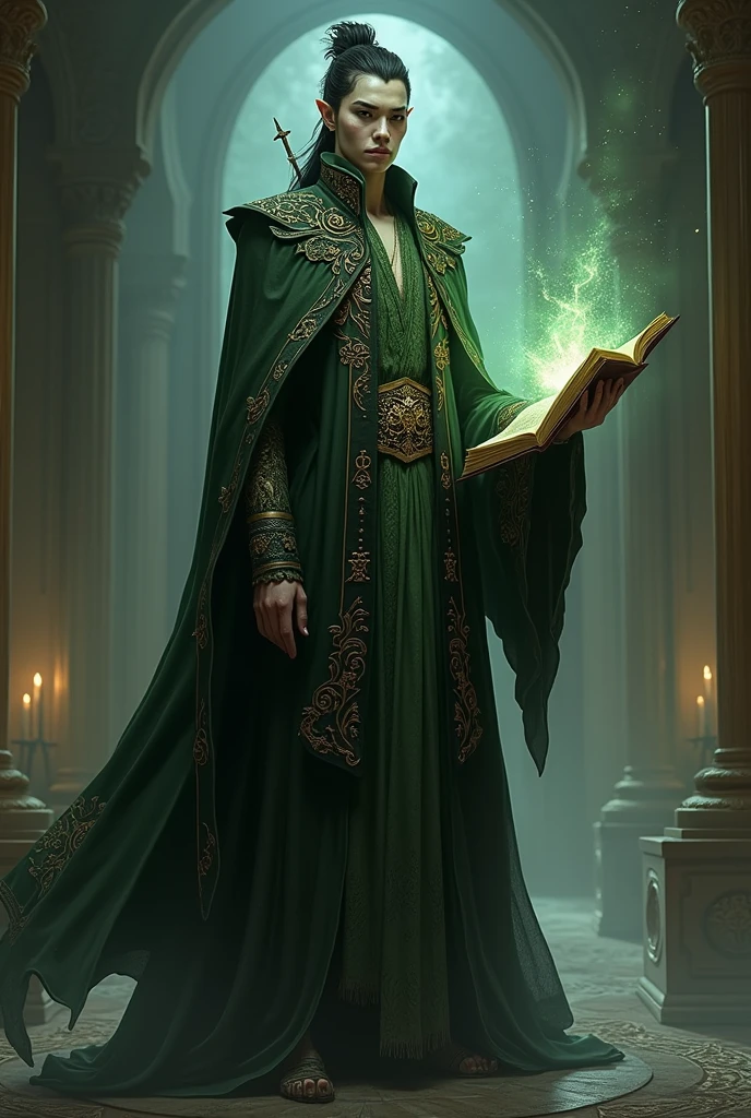 Pure-blood Yuan-ti mage who looks very similar to ordinary humans, he carries a grimoire of spells and wears a robe.