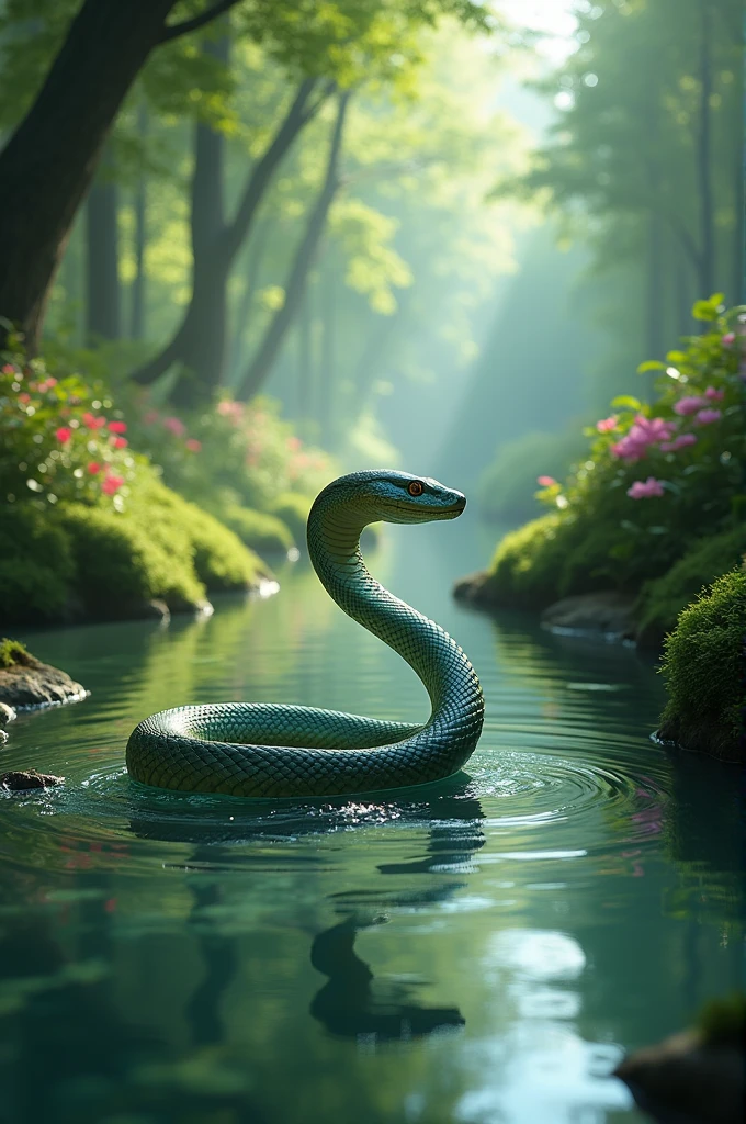 Snake in the forest river