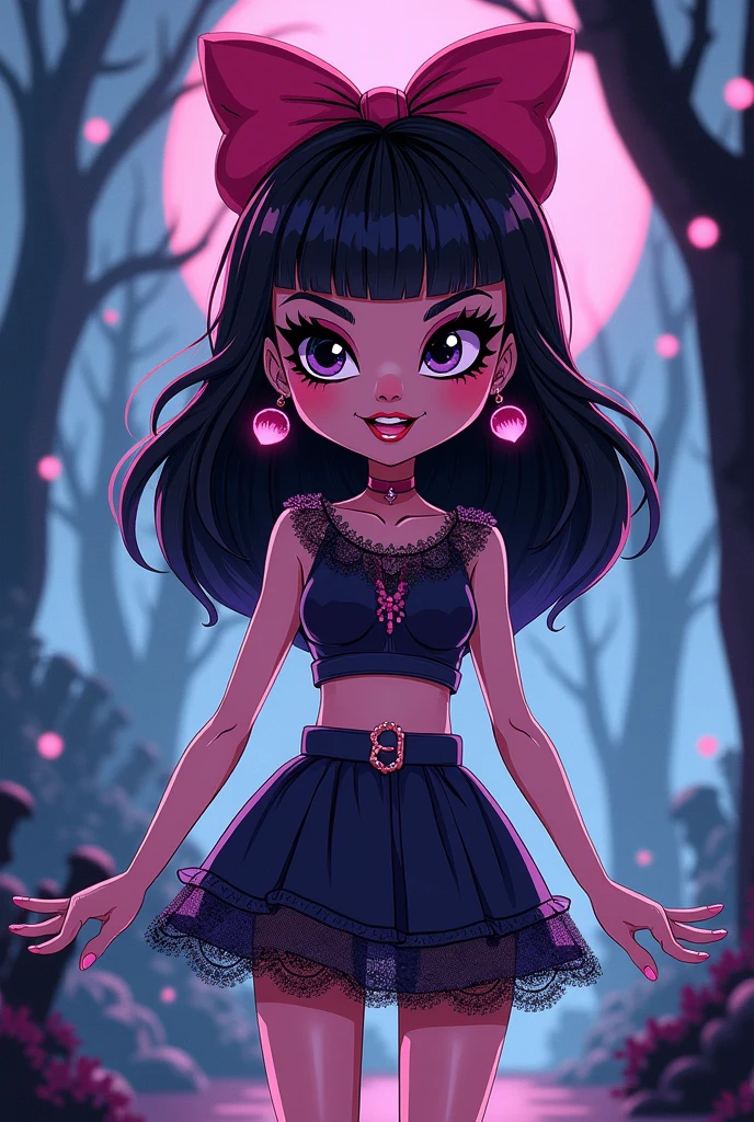 Create a redesign for Twyla Boogeyman [Monster High] using retro style [Anime Version]