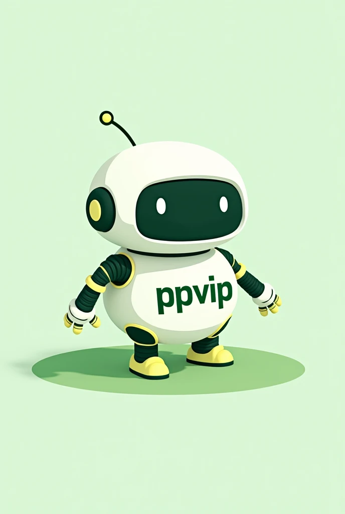 Keep this image
"A small compact, cartoon-style bot image featuring the name 'PPVip.' on the chest of the bot The bot is designed for use on my Telegram channel and is colored in green and white."