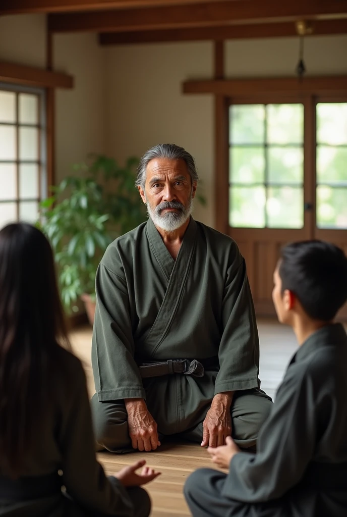 Man who leads Meditation and teaches martial arts works well and hard with people 