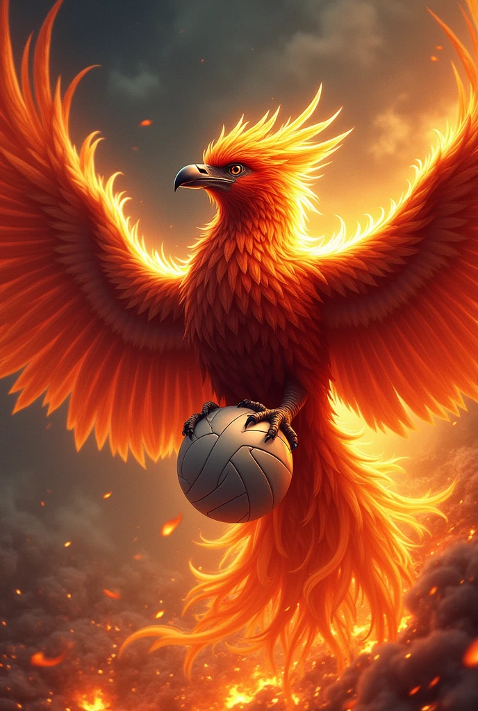 Drawing of a Phoenix holding a volleyball