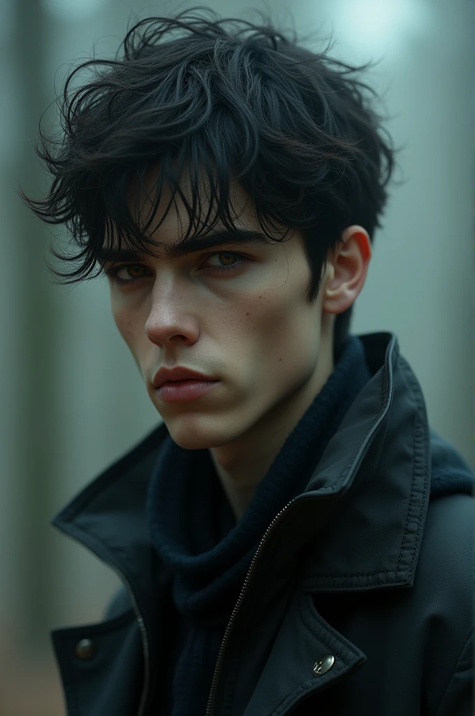 Teenager man dark hair tall hazel eye color