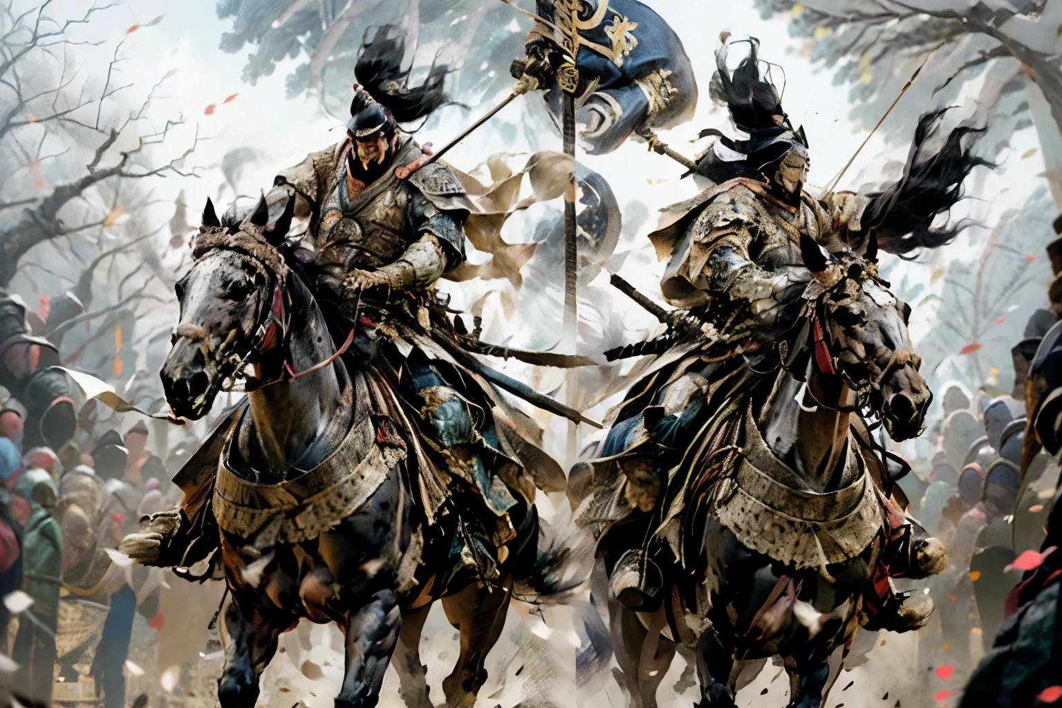 8k, cavalry, Horseback riding with a bow and arrow,  Heroic Warlord,Gorgeous oversized armor(An elaborately crafted noble coat of arms),Elegant outfit,Ultra-high resolution,完璧なバLance,Red Mother Clothes, Surreal, unity,Martial Arts, Mounted Combat, Realistic Skin,Black Hair Beard,Fierce eyes,Muscular body,background,battlefield,Waist Armor,Delicate hands, Perfect hand shape, Character Art,Battle Scenes,Action Scenes,Action pose,masterpiece,Highest quality realistic RAW photos,Rich colors, Backlight, Cinema Lighting, Film Grain, to be born, 50mm lens, Nikon D850,Realistic Skin,Fantasy art,Character Art,Ultra-high resolution,Realistic scale skins, Dynamic pose,Action pose,spear,sword, male, Pole Arm, Lance, Halbert, Long sword,No defects