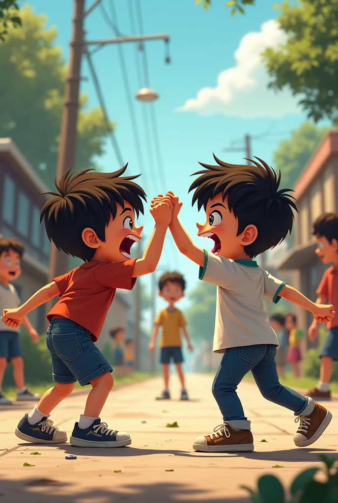 A child hitting another child

