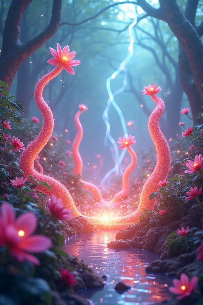 letitflrsh, let it flourish, Wobble-noodle, radiation, flowers, illumination, atmospheric, scale, order, healing, light, hope, soothing, calm, plasma lightning rainbow colors and glass crystals effects