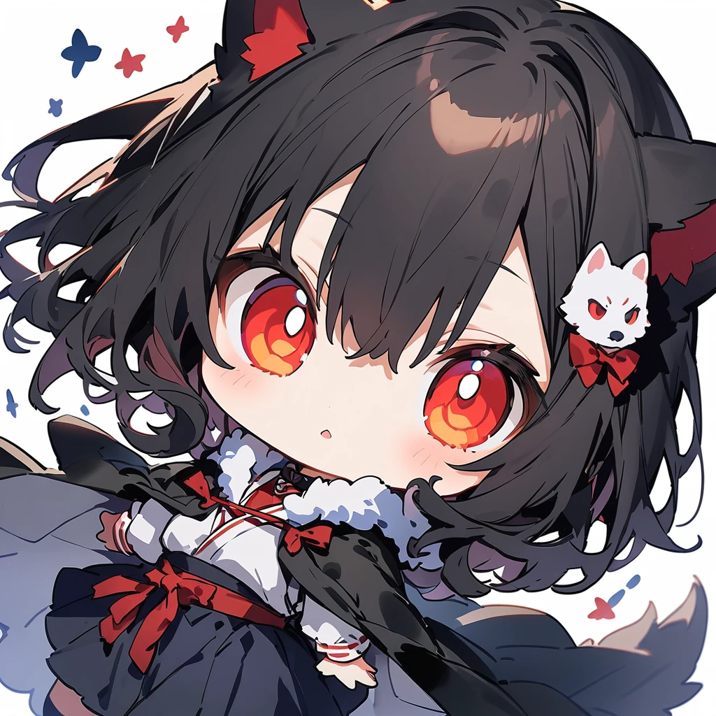 1girl, Black Hair, Blunt Bangs, Bobcut, Cat Eyes, Blade-like horns, cowboy shot, Iris, High school girls, Sailor suit,