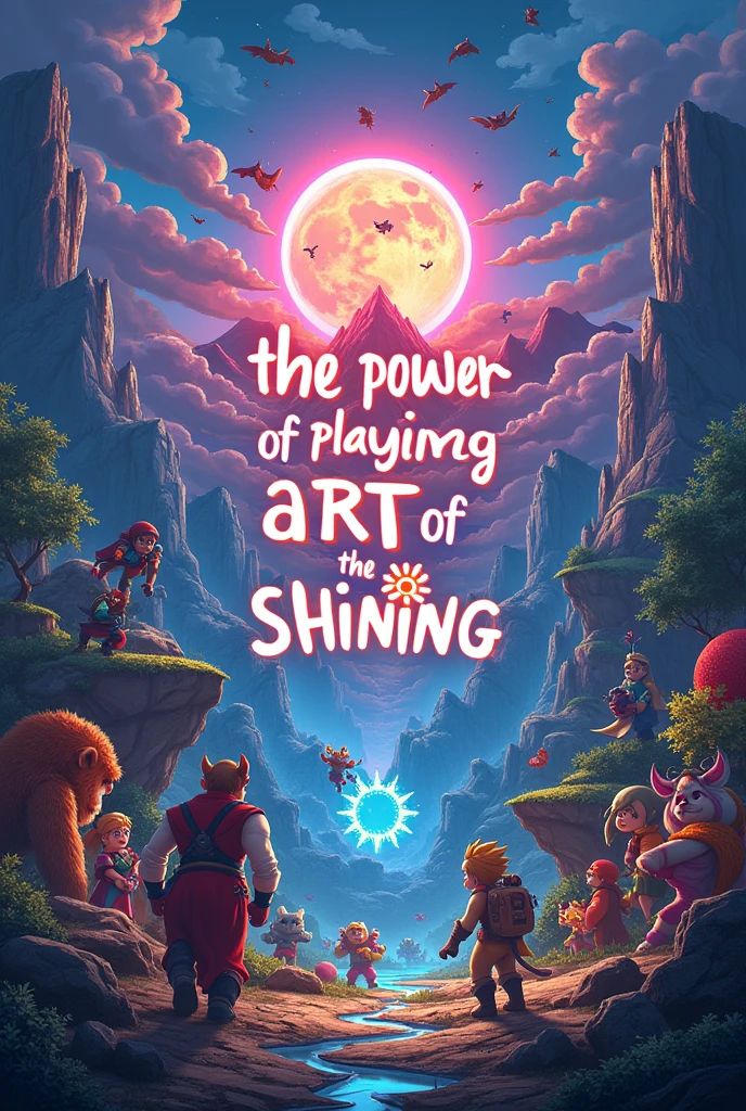 an image with lots of references to video games with the power of playing the art of shining written in the foreground