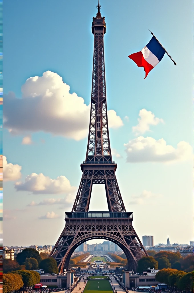 Eiffel Tower with French flag 