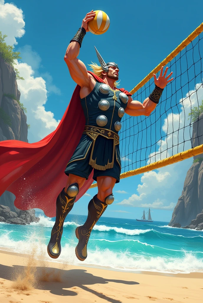Drawing Thor playing volleyball