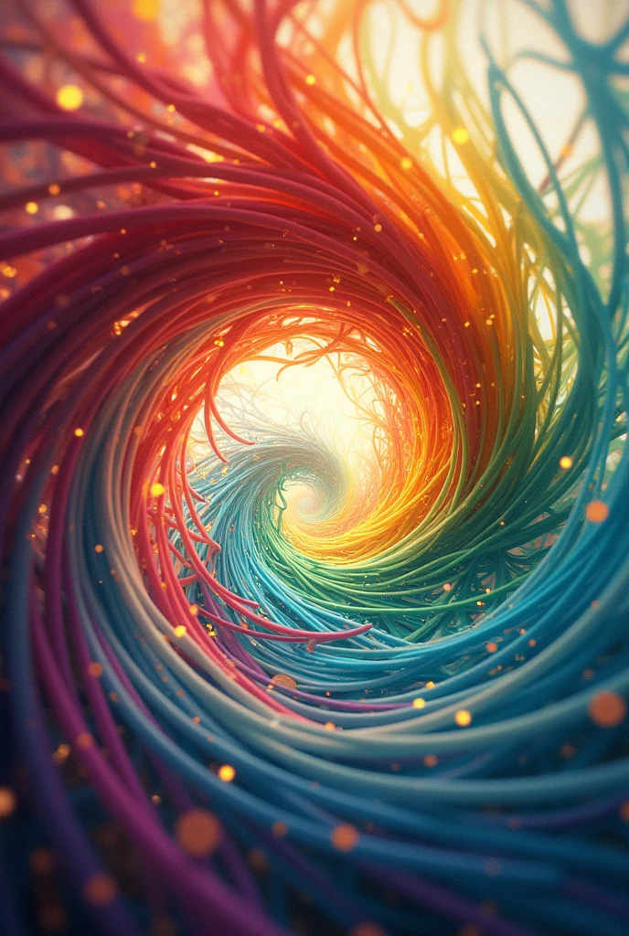 Generate me a title that says: Rainbow vortex and have a colorful streamer style