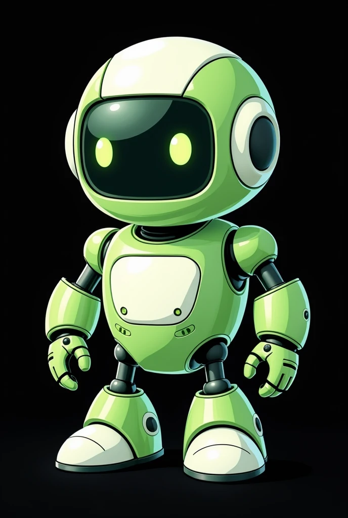Generate a 640×360 size image of
"A compact, cartoon-style bot image featuring the name 'Profitpulsevipbot.' on the chest of the bot designed and the color the bot in green and white. With a black background