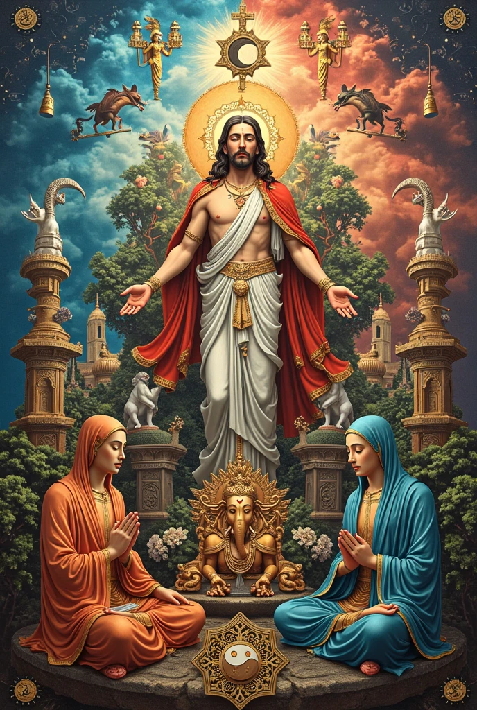 CREATE A COLLAGE WITH CHRISTIANITY, Islam, HINDUISM, CHINESE RELIGION AND BUDDHISM