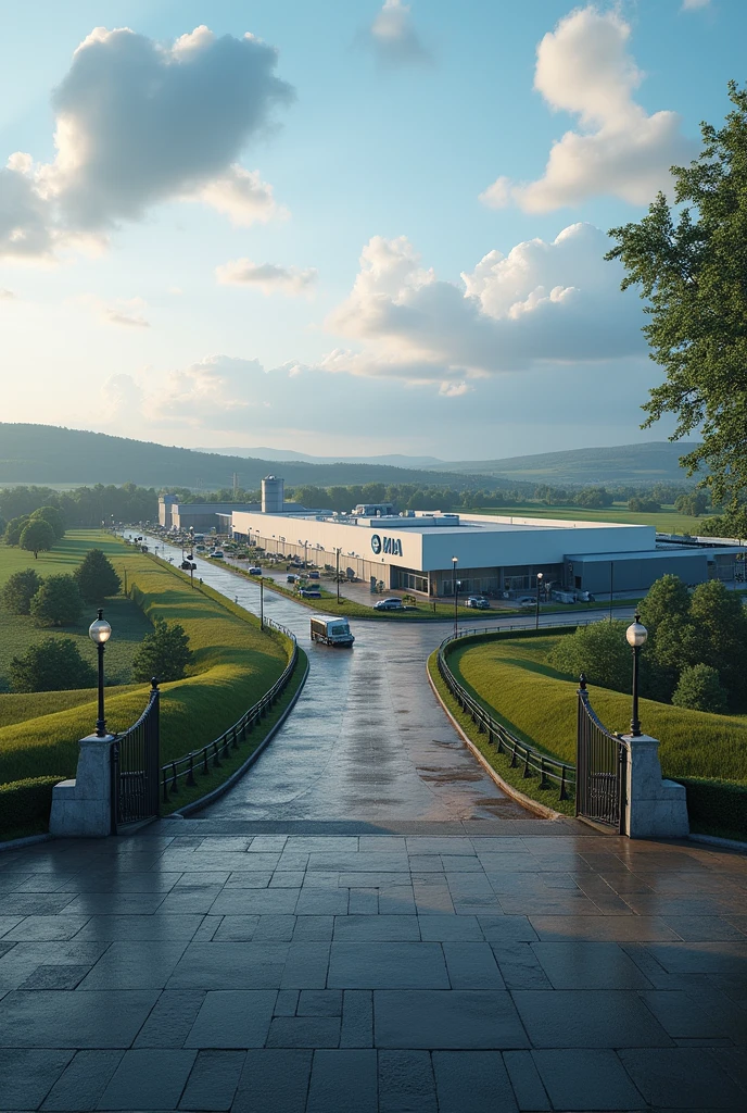 Sebaceous company with land in Germany and a sign with the logo Stackelschorff AG