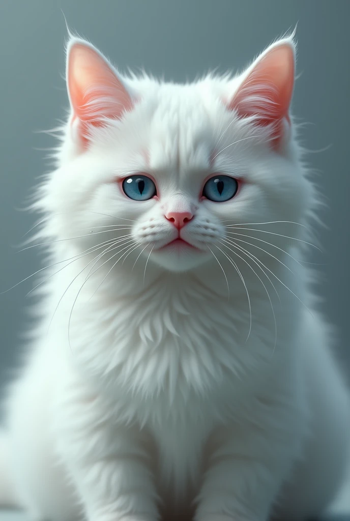 white cat crying