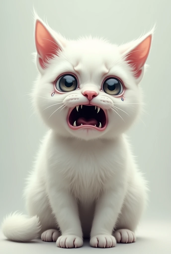 crying white cat