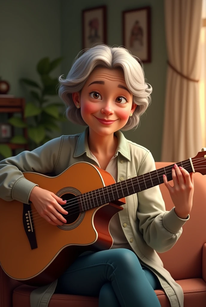 My mom playing guitar