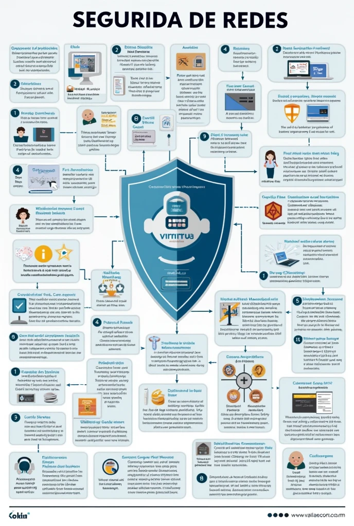 Mind maps of ICT Network security and about 15 topics and 15 drawings and in one image in Spanish
