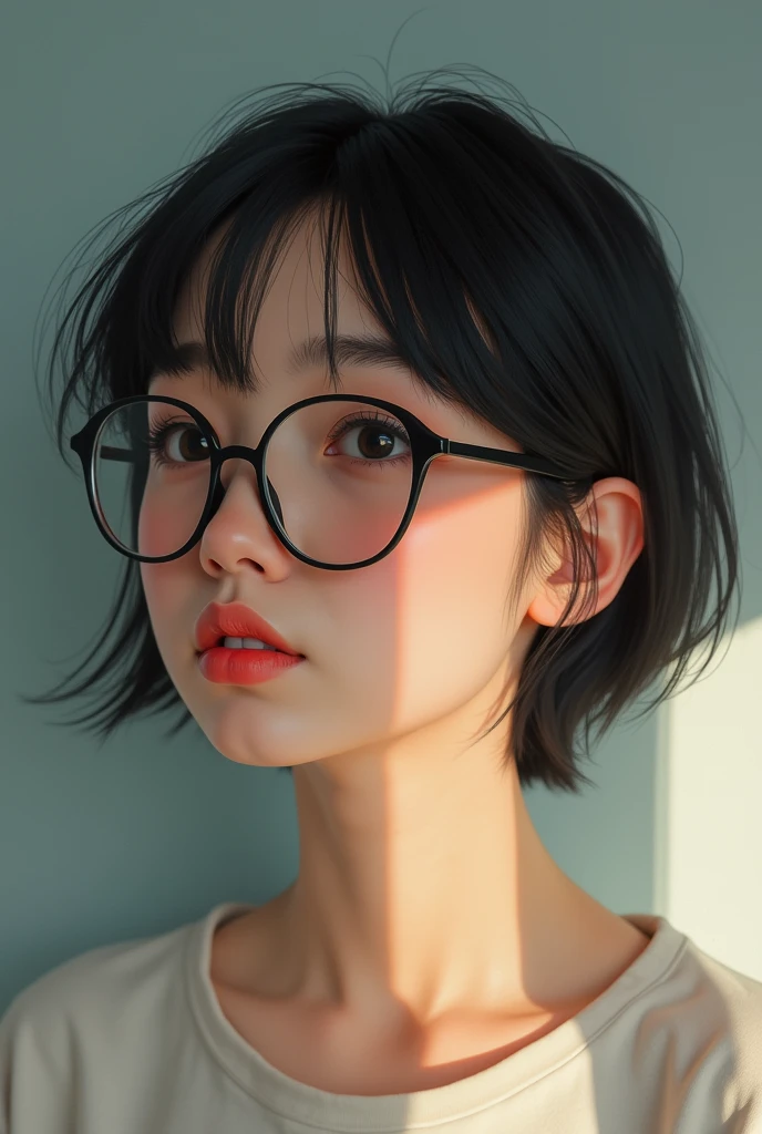 Girl with glasses and short hair wallpaper