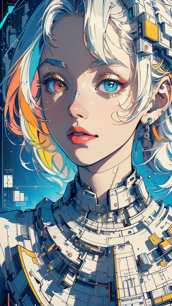 (((masterpiece, highest quality))),(((solo:1.2))),(((1girl:1.2))),32k wallpaper, very detailed, poster, vintage science fiction,(((((geometric cinematic movie poster))))),(((((bauhaus))))),(((abstract))),((((mid century modern)))),(((((portfolio))))),(((((Close-up))))),(((((bust up))))),((((more various angle)))),(((highlight))),((((heterochromia)))),(((complete. detailed face))),(((Extremely talented))),((((((most complicated machine)))))),unlimited colorful color scheme,
