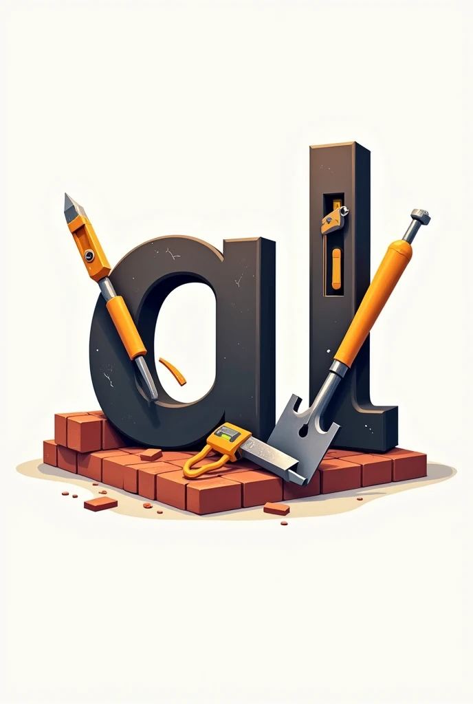 Create a logo for a brand with the letters AL containing bricklayer&#39;s and electrician&#39;s tools in the image 