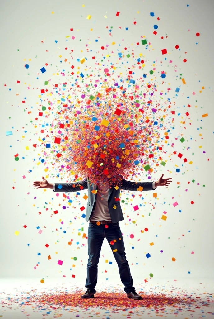 a person exploding confetti