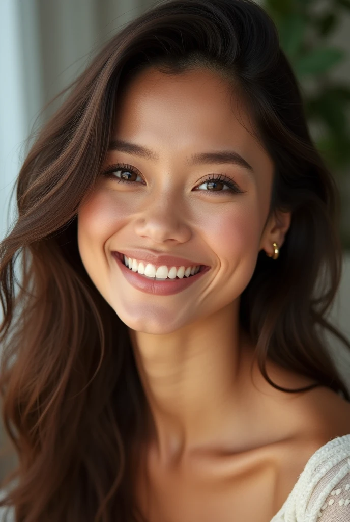 Son sourire est chaleureux et sincère, illuminant son visage avec une joie communicative. Ses yeux, expressifs et profonds, captent l’attention, avec un regard à la fois doux et perçant, comme s'ils pouvaient lire l'âme de ceux qui les croisent. Sa peau est éclatante et bien entretenue, et sa chevelure, qu'elle soit longue ou courte, est pleine de vitalité et toujours soigneusement coiffée.
Elle possède une silhouette élégante, peu importe sa morphologie, car elle se tient droite avec assurance, ce qui accentue sa présence. Son style vestimentaire est raffiné et correspond parfaitement à sa personnalité, mettant en valeur ses atouts sans jamais paraître excessif. Sa voix est douce et mélodieuse, et elle parle avec intelligence et passion, captivant l’attention de ceux qui l’écoutent.
Ce qui la rend particulièrement attirante, au-delà de son apparence physique, c’est son charme naturel, son charisme, son sens de l’humour et sa gentillesse envers les autres. Elle dégage une énergie positive et authentique, ce qui la rend inoubliable et irrésistible.