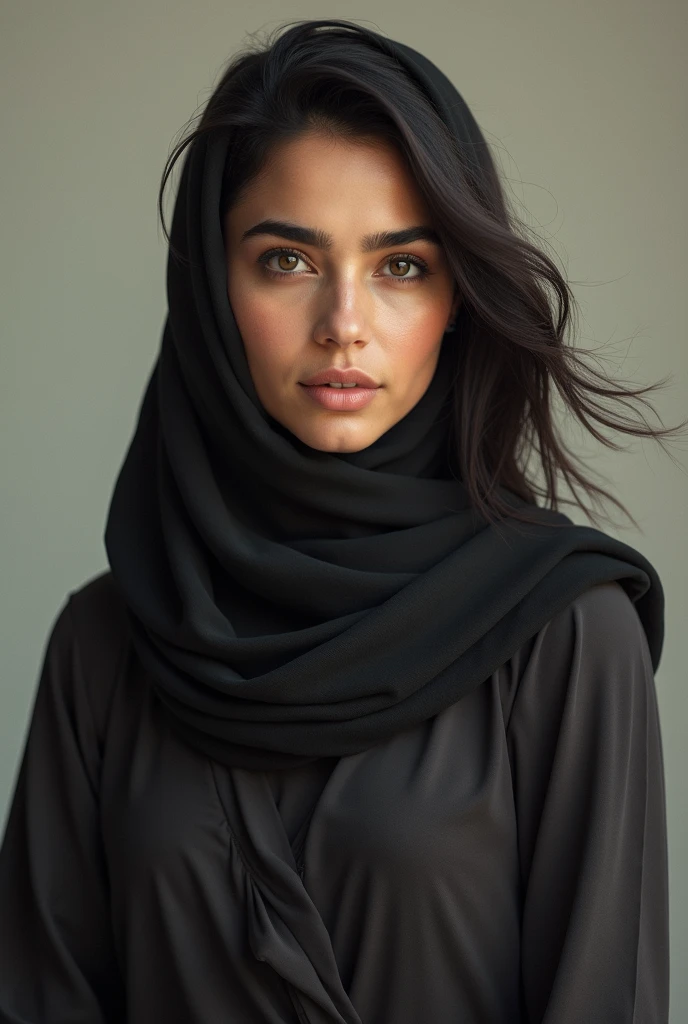 Arab woman, straight gaze, real photo, no fake