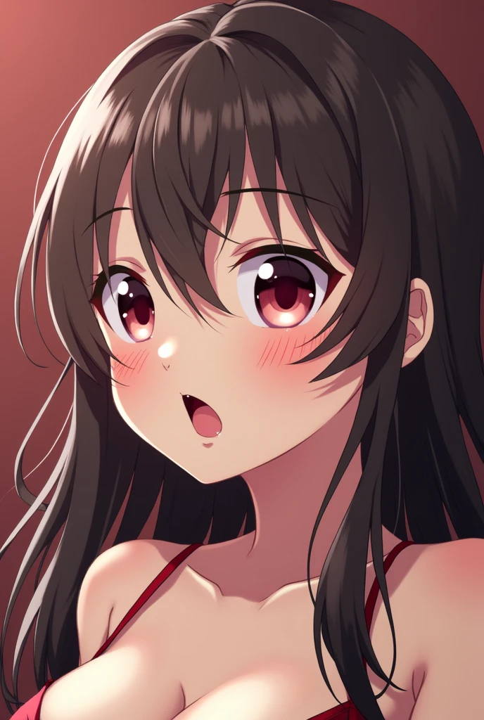 Sexy anime girl with cum coming out of her mouth