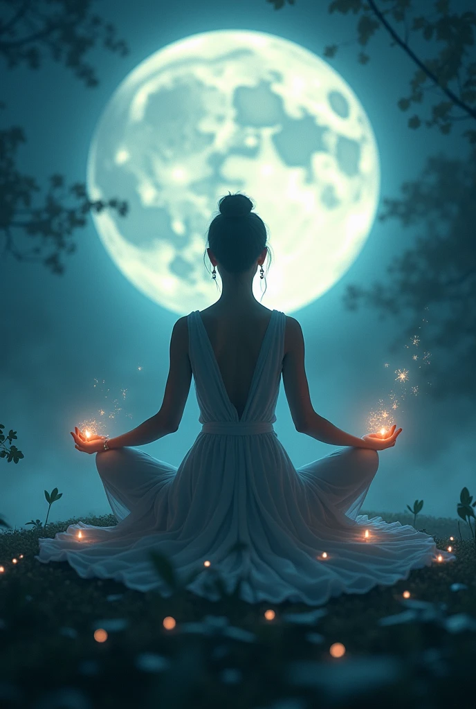 Reiki woman moon