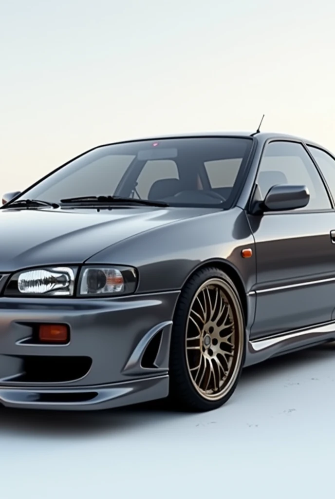(photorealism:1.2), Subaru, impreza gc8, 1999, facelift, audi monsungray lx7r, sideview, wrx spoiler,