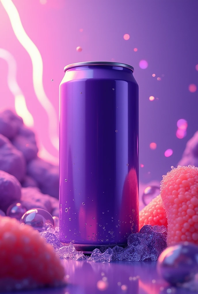 Soda advertisement with purple can color