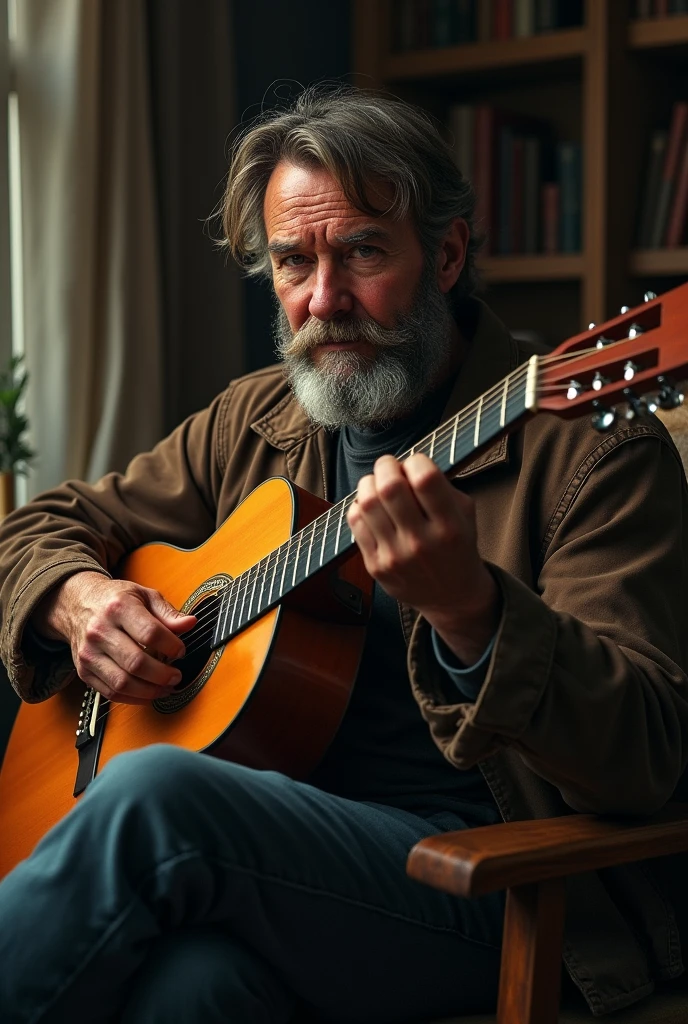  man sitting with guitar 