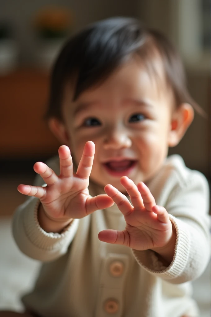  making a 2 symbol with his hands 