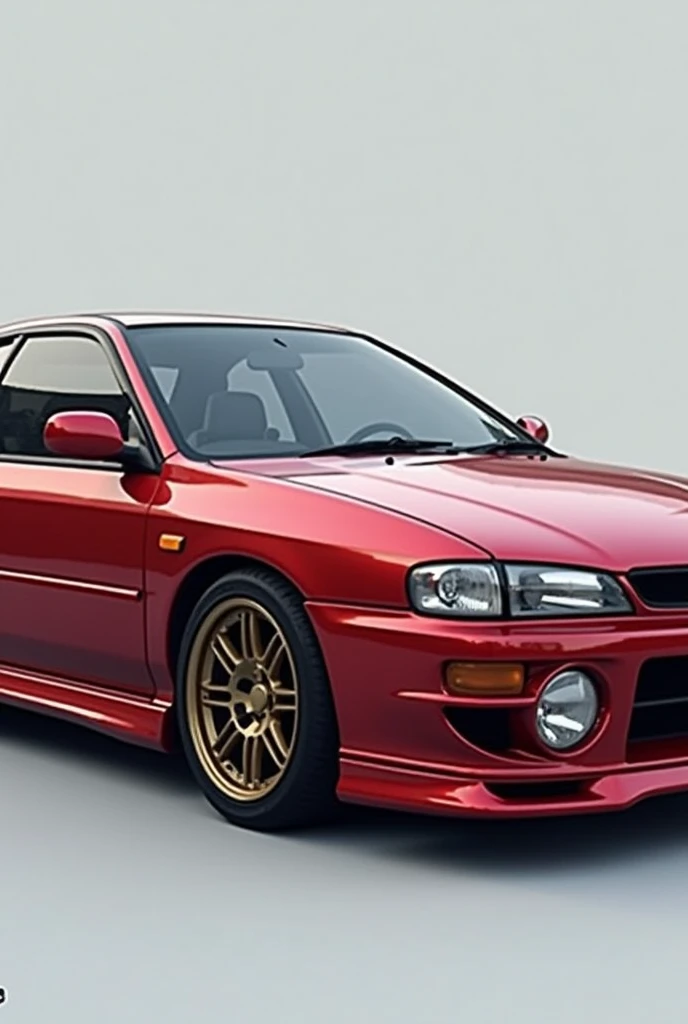 (photorealism:1.2), Subaru, impreza gc8, 1999, facelift, color code lx7r, sideview, small wrx spoiler,