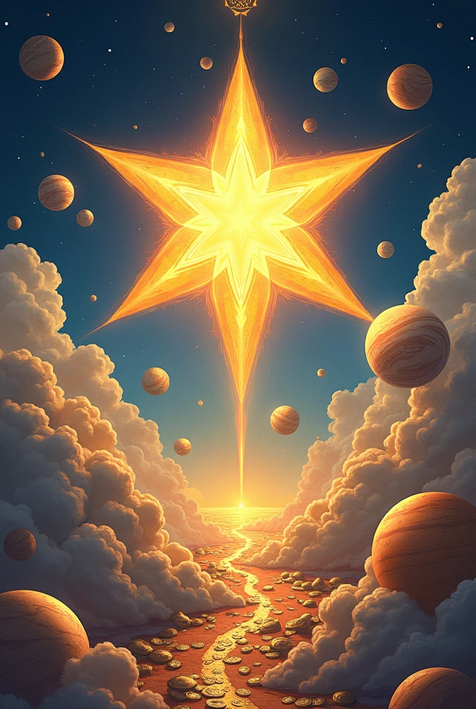 strength comes from unity.Illustration with world's star ,money and planets.