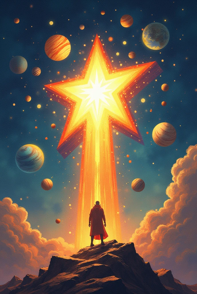 strength comes from unity.Illustration with world's star ,money and planets.