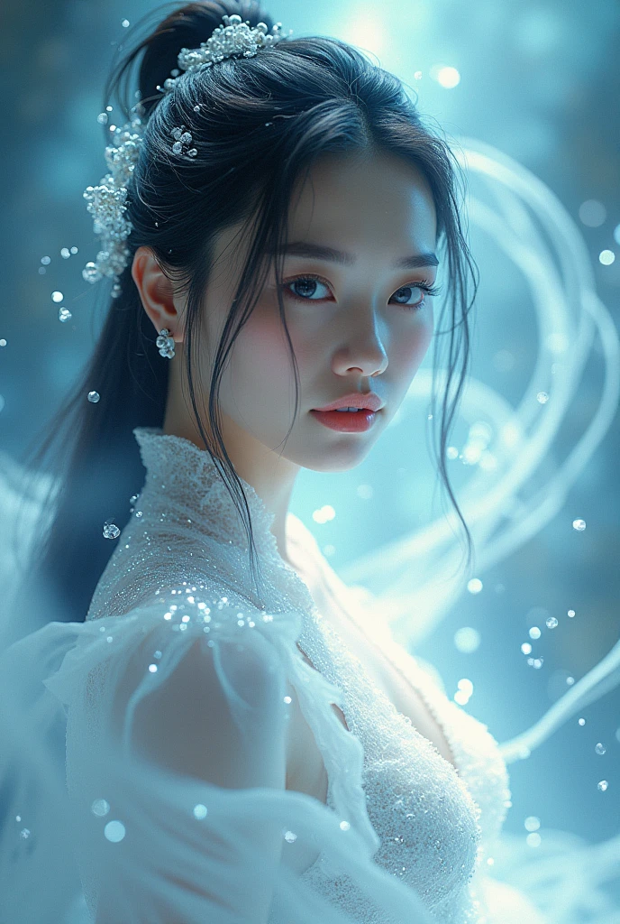 (masterpiece,Distinguished Quality,Mirror-like,Cinematic Experience,insanely detailed,absurdres),8k,wallpaper,(Ray Tracing),1 Asia female,Full Body Shot,Beautiful woman,(The goddess of light is floating in the air:2.0),(front:2.0),(The female body is composed of white light particles:2.0),Portrait of the Goddess,fantasy digital art,(Cowboy Shot:2.0),(Super sexy:2.0),(Diffuse reflection of light:2.0),(The background is a beautiful aurora:2.0),(Beautiful Face,Detailed face,Beautiful skin texture:1.3,Beautiful Hair)